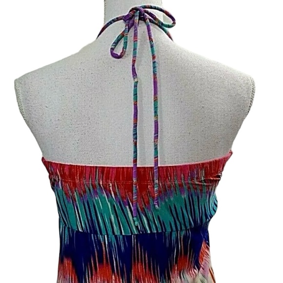 Heartsoul Womens Maxi Halter Dress Ikat Multicolor Beach Lounge Sz S - Picture 9 of 13